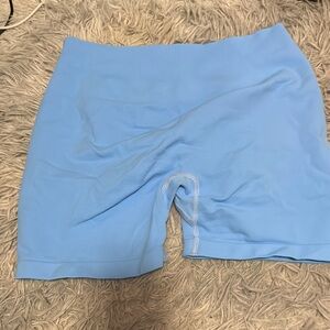 Blue Bike Shorts with Elastic Waistband and Stretch Fabric
